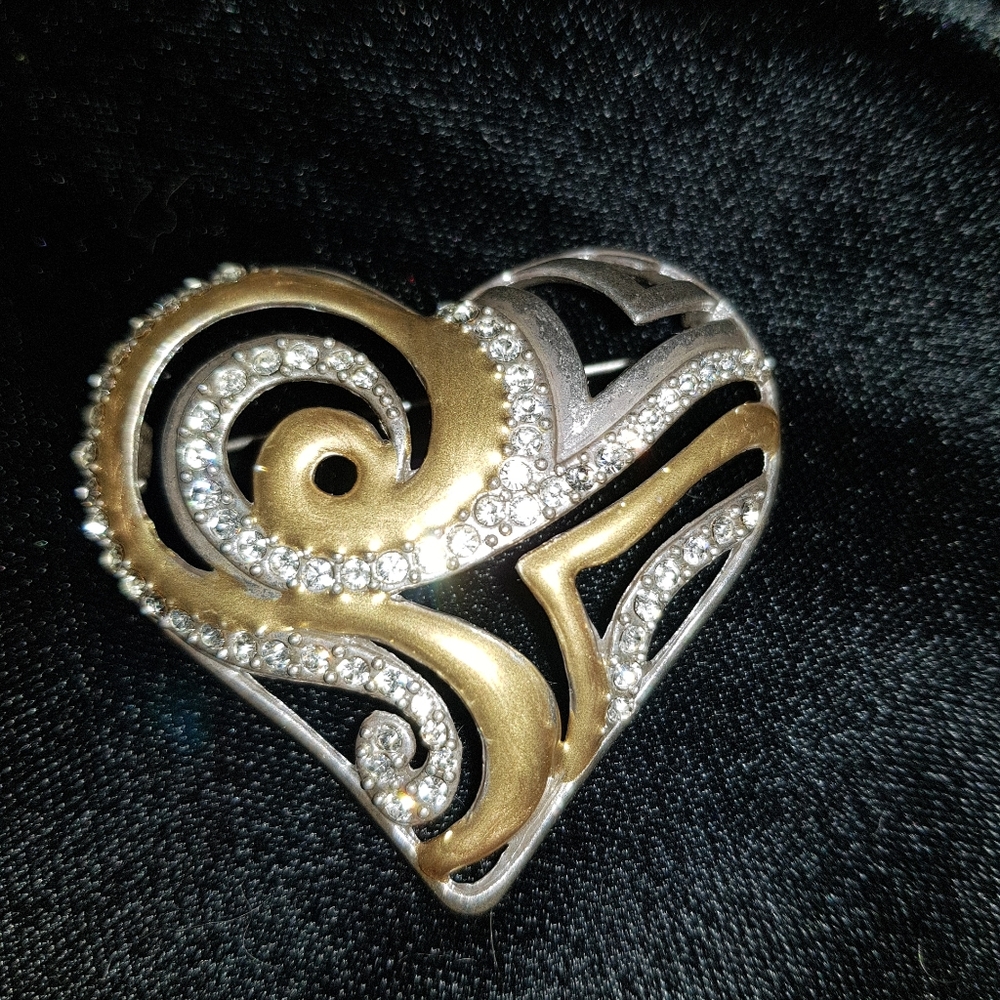 Chico's Heart 2008  Gold/Silver Tone Brooch Statement Piece with a BIG HEART